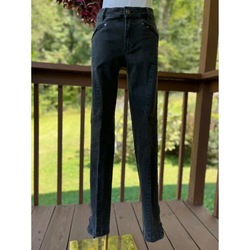 Peruvian Connection Motorcycle Moto Pants Size 4 Leather Trim Charcoal